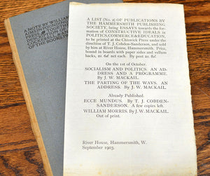 [Kelmscott Press] A Note by William Morris on His Aims in Founding the Kelmscott Press